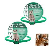 Natural Essential Oil Pet Pest Repellent Collar, 2 Pack Cat/Dog Repellent Collar, Adjustable Waterproof Dogs Puppies Collarrepellent to Help Repel Insects for Cats & Dogs (Green,Cat(48cm))