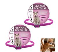 Natural Essential Oil Pet Pest Repellent Collar, 2 Pack Cat/Dog Repellent Collar, Adjustable Waterproof Dogs Puppies Collarrepellent to Help Repel Insects for Cats & Dogs (Rose Pink,Cat(48cm))