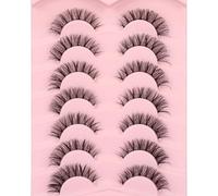 Natural Eyelashes False Eyelashes 6D Lightweight Cat Eye Lashes Clear Band Daily Eyelashes Fluffy Soft Faux Mink Strip 7 Pairs Lashes Fake Eyelashes Packs by Himirell,demi wispies eye lashes