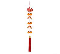 Natural Fabric Holiday Bauble with Rope Red Gold(D)