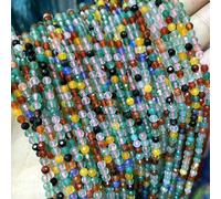 Natural Faceted Jades Agates Amazonite Quarts Stone Round Loose Spacer Bead for Jewelry Making DIY Bracelet Accessories 2 3 4.0mm-Colorful Agate-4.0mm 90pcs Beads