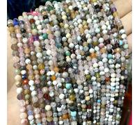 Natural Faceted Jades Agates Amazonite Quarts Stone Round Loose Spacer Bead for Jewelry Making DIY Bracelet Accessories 2 3 4.0mm-Colorful Stone-4.0mm 90pcs Beads