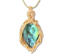 Natural Faceted Labradorite Pendant Necklace Unique Stone of Magic and Transformation Iridescent Gemstone Jewelry Handmade Healing Crystal Gift for Women Birthday