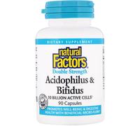 Natural Factors, Acidophilus & Bifidus, Double Strength, 10 Billion Active Cells, 90 Capsules