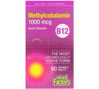 Natural Factors, B12, Methylcobalamin, 1,000 mcg, 90 Chewable Tablets