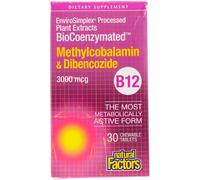 Natural Factors, BioCoenzymated, B12, Methylcobalamin & Dibencozide, 3,000 mcg, 30 Chewable Tablets