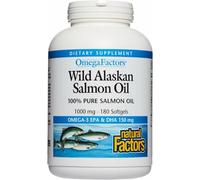 Natural Factors, Omega Factors, Wild Pacific/Alaskan Salmon Oil, 1000 mg, 180 Softgels.