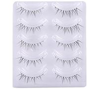 Natural False Eyelashes Short Clear Band Lashes Pack Wispy Lashes Light Volume Soft Strip Fake Eyelashes 5 Pairs Multipack