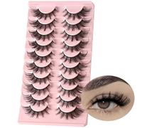 Natural False Eyelashes, Steamed False Eyelashes, Cat Eye False Eyelashes, 10 Pairs, Natural Looking Eyelash Strips, Fluffy Mink Lashes, Full Strips
