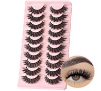 Natural False Eyelashes, Steamed False Eyelashes, Cat Eye False Eyelashes, 10 Pairs, Natural Looking Eyelash Strips, Fluffy Mink Lashes, Full Strips