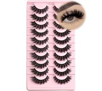 Natural False Eyelashes, Steamed False Eyelashes, Cat Eye False Eyelashes, 10 Pairs, Natural Looking Eyelash Strips, Fluffy Mink Lashes, Full Strips