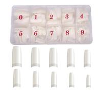 Natural False Nails - 500PCS Oval French Acrylic Tips in 10 Sizes - Artificial Press On Nail Extensions for Girls & Women - DIY Glue On Nail Art Manicure Set