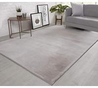 NATURAL FAUX RABBIT FUR Rug Ultra Soft Plush Extra Large Animal Rugs Living Room Wool Shaggy Fluffy 26mm Thick Pile Height Modern Area Rugs - (Silver Light Grey, 200cm x 290cm (6.6ft x 9.5ft))