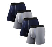Natural Feelings 4-Pack Mesh Mens Boxers Shorts Multipack Cooling Moisture Wicking Underwear Men's Underpants with Fly L, Grey Blue