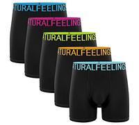 Natural Feelings Boxer Shorts Mens Underwear Cotton Full Rise Boxer Briefs with Open Fly M, A2:5 Pack Black Color Underwear Man