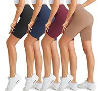 Natural Feelings Buttercloud 4 Pack Biker Shorts for Women-8" High Waist Tummy Control Workout Shorts Athletic Gym Yoga Pants, 4pack Black/Navy Blue/Wine Red/Cocoa, L-XL