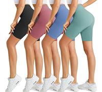 Natural Feelings Buttercloud 4 Pack Biker Shorts for Women High Waist Tummy Control Workout Gym Yoga Shorts, 4 Pack Black/Dark Pink/Blue/Green, L/XL