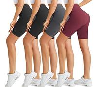 Natural Feelings Buttercloud 4 Pack High Waist Biker Shorts for Women 8", 4pack Black*2/Dark Gray/Wine Red, M-L