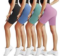 Natural Feelings Buttercloud 4 Pack High Waist Biker Shorts for Women 8", 4pack Black/Ins Blue/Ins Green/Lavender, M-L