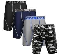 Natural Feelings Long Leg Sport Boxer Shorts Men Elastic 9 Inch Underpants Men with Fly XXL, B:9" Men's Boxer Briefs 4-Pack