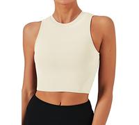 Natural Feelings Nudi Sports Bras for Women Removable Padded Yoga Tank Tops Sleeveless Fitness Workout Crop Tops, Ivory White, XS