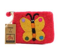 Natural Felt Zipper Pouch (asst) - Big Butterfly