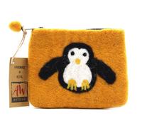 Natural Felt Zipper Pouch (asst) - Cute Penguin