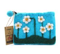 Natural Felt Zipper Pouch (asst) - Flower Garden