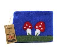 Natural Felt Zipper Pouch (asst) - Mystic Mushrooms