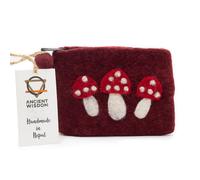 Natural Felt Zipper Pouch (asst) - Wild Mushrooms