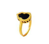 Natural Feng Shui Black Gray Hetian Jade for Women Genuine Open Ring Ink Jade Gourd Fortune S925 Silver Gold Plated
