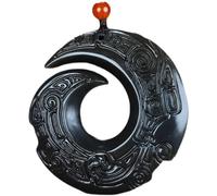 Natural Feng Shui Black Gray Jade Necklace Pendant for Women Genuine Yoga Ink Jade Turning the When the Time Comes