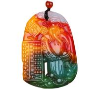 Natural Feng Shui Colorful Jade Necklace Pendant for Women Genuine Yoga Colorful Inviting Wealth God of Wealth Abacus