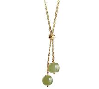 Natural Feng Shui Green Hetian Jade Necklace Pendant for Women Genuine Yoga Old Shape Beads