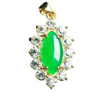 Natural Feng Shui Green Jade Necklace Pendant for Women Genuine Yoga Jadeite Water Drops S925 Silver Gold Plated