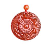 Natural Feng Shui Red Jade Necklace Pendant for Women Genuine Yoga Agate Bagua Taiji Dragon Phoenix Peace Jade Pendant