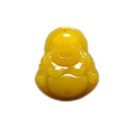 Natural Feng Shui Yellow Jade Necklace Pendant for Women Genuine Yoga Laughing Buddha Fashion Auspicious