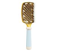 Natural Fiber Hairbrush - Flyaway Taming Paddle, Daily Grooming Tool | Static Luster Booster Knot Release Finisher, Teasing Shaping Volumizing Buffing Scalp Care Protocol with Students Ladies Commute