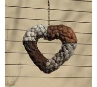 Natural Fibre Refillable Nesting Material Holder for Wild Birds, Hummingbird Nest Box Alternative, Garden Art Decor & Wildlife Gift(Double Heart)