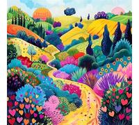 Natural Fields Jigsaw Puzzle 70 Pieces 45x45cm/18x18inch, Difficult jigsaw puzzles for Adults 70, Beautiful Art work, Great Festive Puzzle Gift for Men/Women