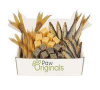 Natural Fish Treat Box In A Bag Mix! | Cod Cubes, Fish Cubes, Sprats, Sardines & Tails - Air Dried Healthy Training Treats for Dogs in Clear Resealable Pouch