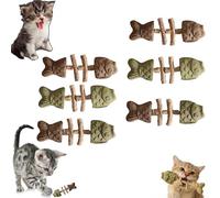 Natural Fishbone Catnip & Silvervine Chew Toy, Fix Your Cat’s Dental Health, Cat Chew Natural Fishbone Cat Dental Toy, with Catnip & Silvervine, Plant Ingredients Only, Multi-Flavor Options (6PCS-Mix)