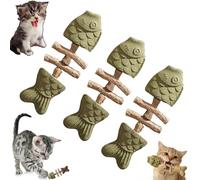 Natural Fishbone Catnip & Silvervine Chew Toy, Fix Your Cat’s Dental Health, Cat Chew Natural Fishbone Cat Dental Toy, with Catnip & Silvervine, Plant Ingredients Only, Multi-Flavor Options (3PCS-B)