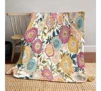 Natural Floral Elements Flannel Fleece Throw Blankets, Soft Warm Comfortable Throws For Sofa Petal Textures Fluffy Blanket Bed Throw For Bedroom Couch Travel Kids Bedroom 51"×59",Mustard Yellow