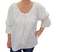 NATURAL FLOW Cotton Medieval Gothic LARP Cosplay Pirate Wench Blouse Off-White