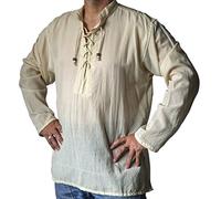 NATURAL FLOW Fair Trade Hippy Boho Cotton Festival Gothic LARP Pirate Day Kurta Shirt (2X-Large)