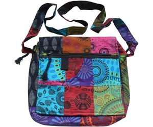 NATURAL FLOW Fair Trade Large Cotton Patchwork Hippy Boho Shoulder Passport Travel Bag