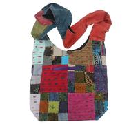 NATURAL FLOW Fair Trade Large Cotton Patchwork & Razor Embroidered Hippy Boho Festival Shoulder Bag
