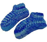 NATURAL FLOW Fair Trade Nepal Winter Wool Fleece Lined Cosy Toes Slipper Bed Socks Size 4-7 (Blue/Teal Mix)