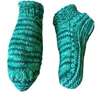 NATURAL FLOW Fair Trade Nepal Winter Wool Fleece Lined Cosy Toes Slipper Bed Socks Size 4-7 (Green/Lime Mix)
